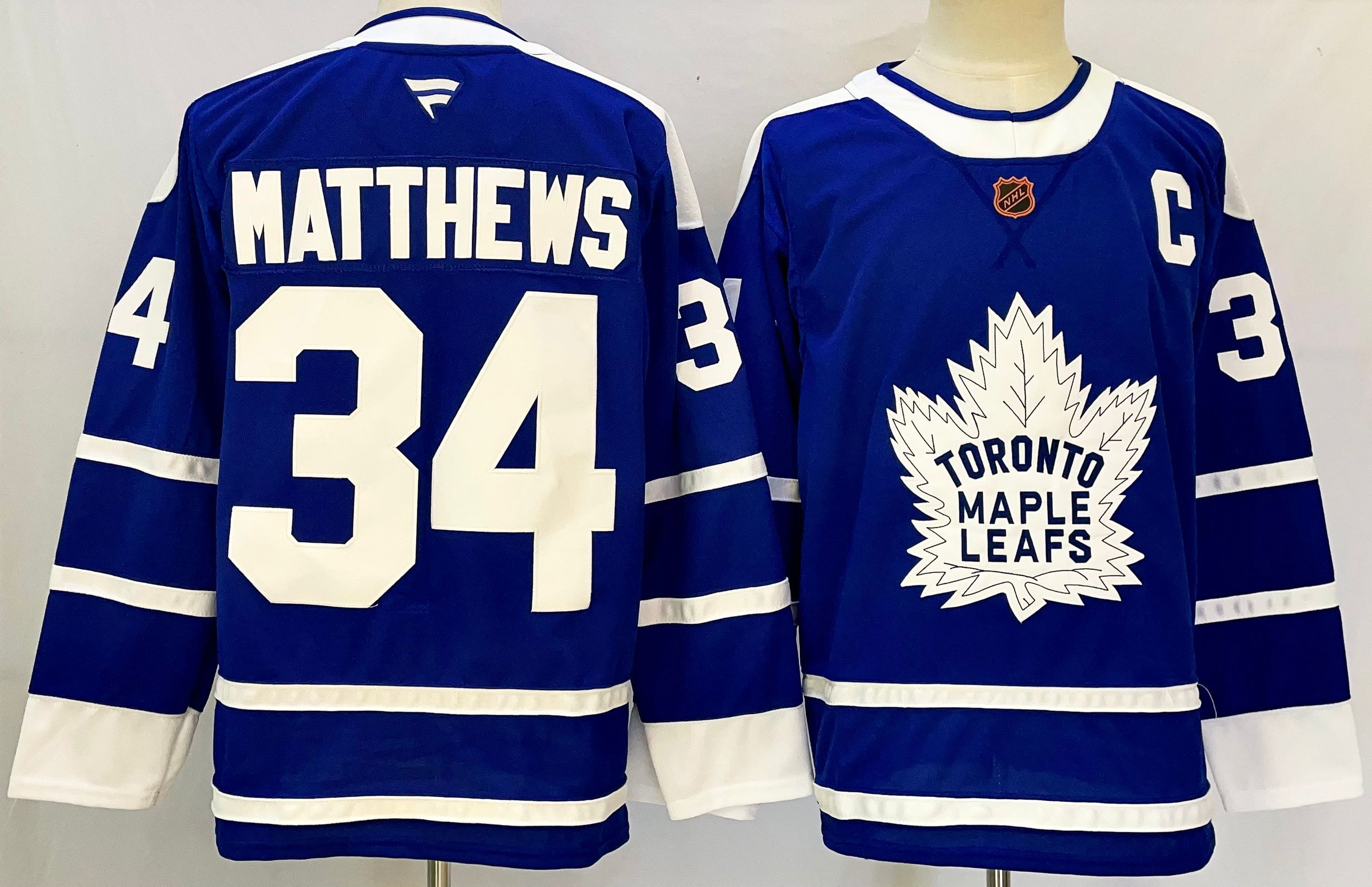 Men Toronto Maple Leafs #34 Matthews Blue 2025 Home Premier Player NHL Jersey style 2